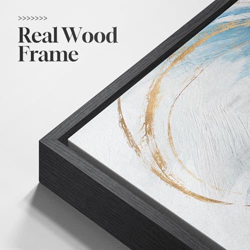 Large Framed Navy Blue Abstract Wall Art for Living Room