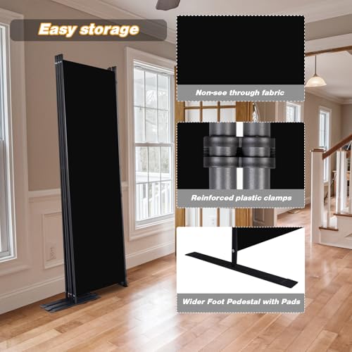 Room Divider 4 Panel Folding Privacy Screens with Wider Feet (4 Count)