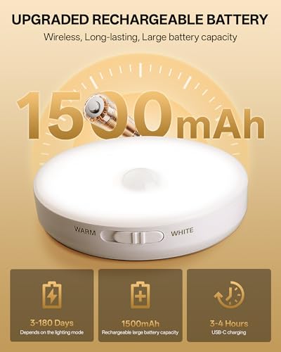 3 Pack 1500mAh Upgraded Ultra Bright Motion Sensor Lights Indoor
