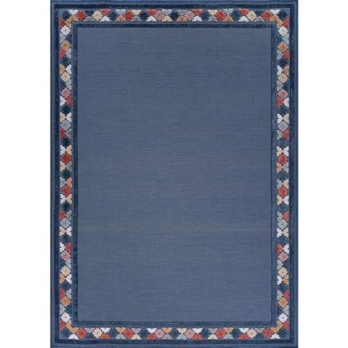 Outdoor Rug 9x12 Modern Bordered Large Area Rugs for Indoor and Outdoor Patio Easy to Clean Non Shedding Living Room Porch Garden Washable Outside Carpet
