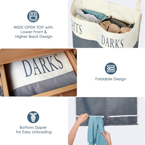 TFLC X Large Two Compartments Hanging Laundry Hamper with Hooks