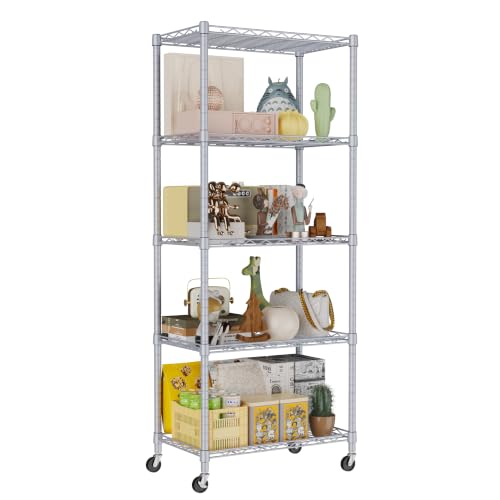 5 Wire Shelving Metal Storage Rack Adjustable Shelves