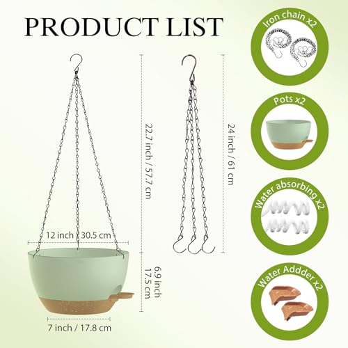 12 Inch Hanging Baskets 2 PC with Chains (2 Count)