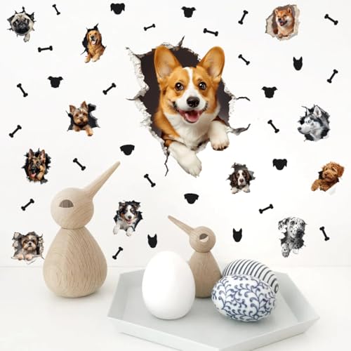 Large 3D Dogs Wall Stickers (24 Count)