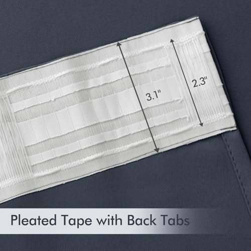 Stone Blue Back Tab Blackout Curtains 52x84 Inch Length 2 Panels Set (2 Count)