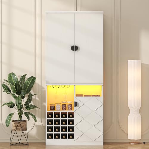 72" Tall Wine Bar Cabinet with LED Light