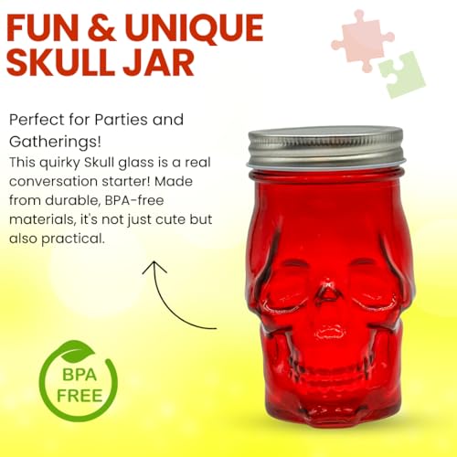 Blue Skull Mason Jar Glass Cup with Lid and Straw