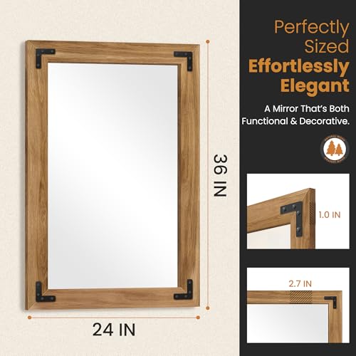 Wood Framed Bathroom Vanity Mirror for Wall