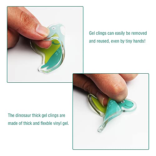 20 PCS Dinosaur Thick Window Gel Clings for Kids Toddlers (140 Count)