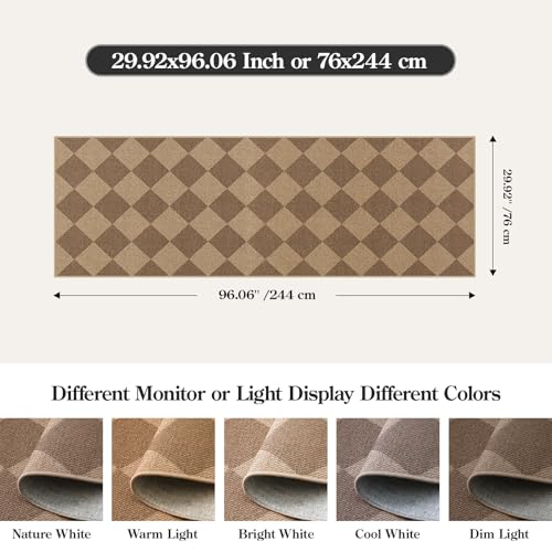 Checkered Easy Jute Kitchen Runner Rug