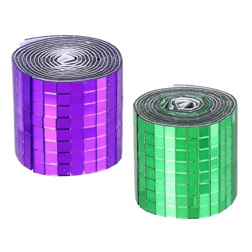 Self Adhesive Glass Mirror Mosaic Tiles 3200 Pcs 5 x 5 mm Disco Tiles for Craft Decoration Glass Mirror Disco Ball 2 Rolls (2 Count)