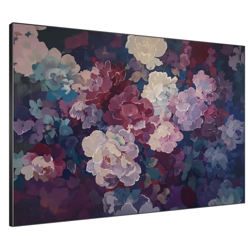 60"x72" Extra Large Framed Wall Art Bold Peony Bloom in Colorful Impressionist Style