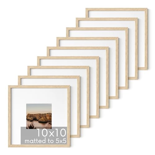 Beige Oak Wood 10x10 Picture Frames (9 Count)