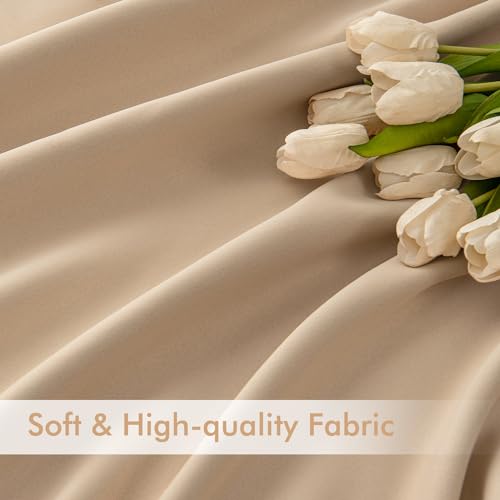 Beige Back Tab Blackout Curtains 52x96 Inch Long 2 Panels Set (2 Count)