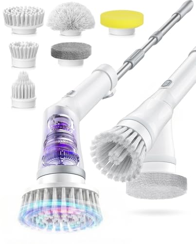 6-in-1 Cordless Electric Spin Scrubber with Long Handle