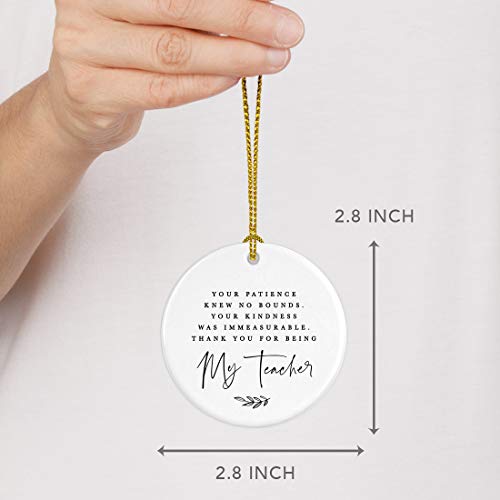 Round Ceramic Porcelain Christmas Tree Ornament for Teacher Thank You Appreciation Graduation Gift
