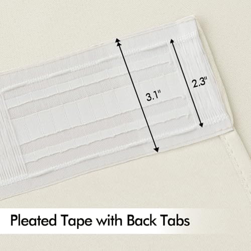 Beige White Back Tab Blackout Curtains 52x84 Inch Length 2 Panel Set (2 Count)