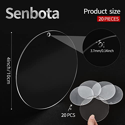 4Inch Round Acrylic Blanks Ornament 20Pcs Clear Acrylic Disc Circle (20 Count)