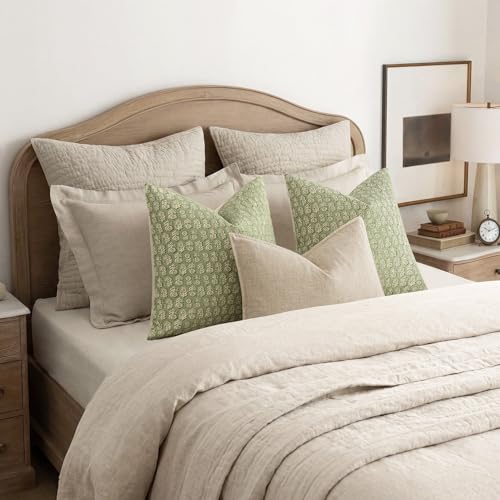 Decorative Floral Print Throw Pillow Covers 20×20 Lime Green (2 Count)