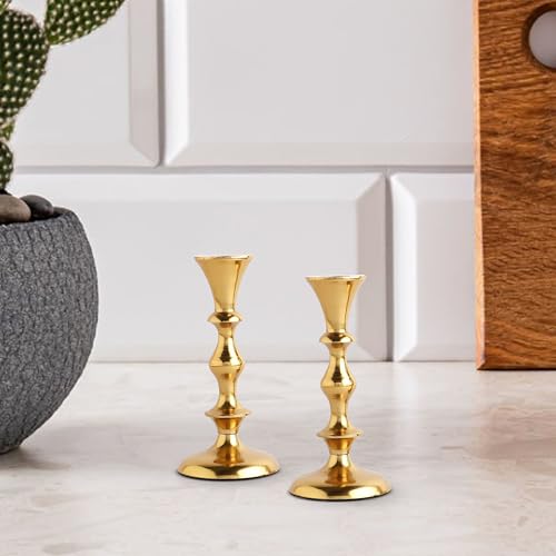 Gold Candle Holders Set of 2 Decorative Centerpiece Table Candlesticks Holders for Taper Candles Home Decor Easter Candle Holders for Dinner Party Wedding Decorations