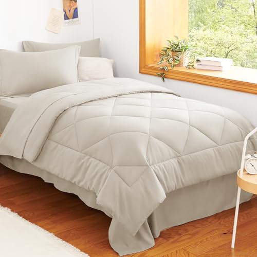 Twin Comforter Set 68"x88" Beige