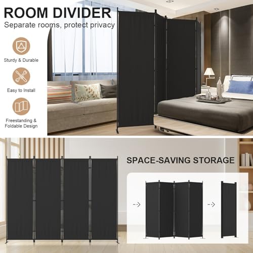 Folding Screen Room Divider 4 Panel for Room Separator 6FT