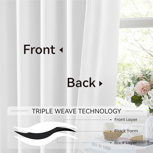 Extra Wide White Pinch Pleat Drapes for Sliding Glass Door 60Wx102L Inches