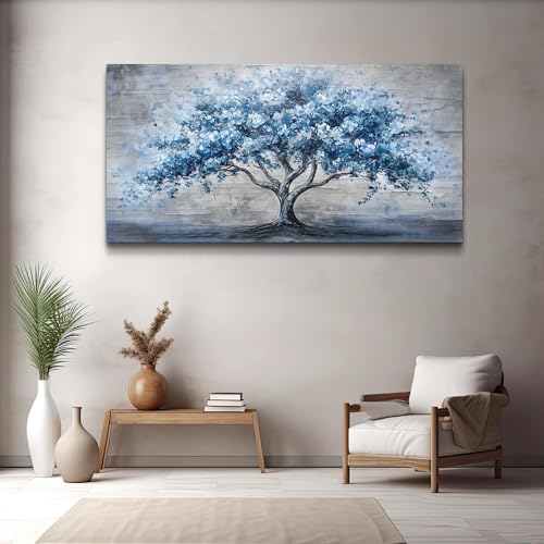 Large Canvas Wall Decor Painting Wall Art For Bedroom Living Room Decoration Abstract Blue Tree Artwork Print Picture Room For office Room Dining Room Home Decor Home Aesthetics 30x60 In