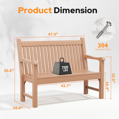 2 Person Outdoor Bench with 700 Lbs Weight Capacity