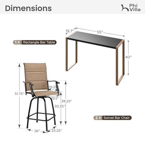 Bar Height Patio Table and Chairs 3 Piece (3 Count)