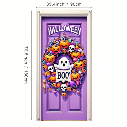Halloween Door Cover Ghost Boo 12x47 Inch Polyester