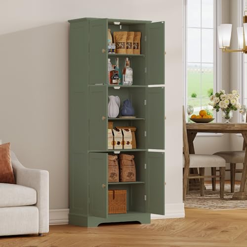 63.2" Tall Bathroom Storage Cabinet with 6 Doors