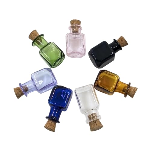 2ml Mini Rectangle Glass Bottles with Cork (7 Count)