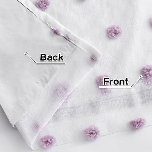 100% Blackout Curtains for Girls Bedroom 54 Inch Long Purple Pom Pom Full Blackout Curtains for Kids Room 2 Panels Room Darkening Small Window Treatment Grommet 2 Layered Drapes 50"W x 54"L (2 Count)