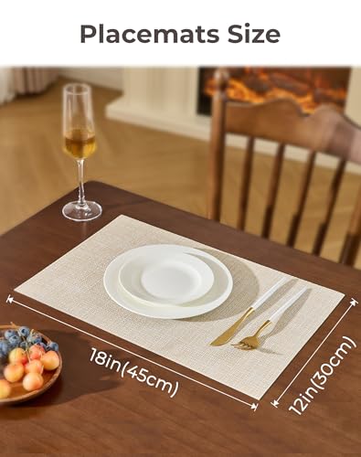 Woven Vinyl Beige Placemats Set of 8 (8 Count)