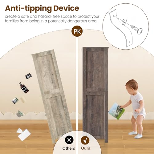 Tall Storage Cabinet with 2 Drawers & Adjustable Shelf