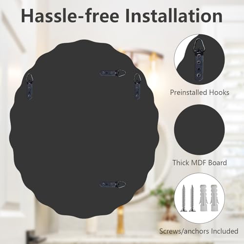 24x30 Inch Frameless Oval Wall Mirror for Bathroom Sink