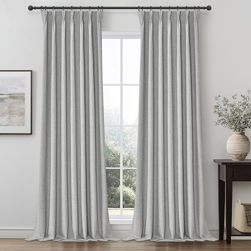 Gray Pinch Pleated 96 Inch Curtains 2 Panel Set for Living Room (2 Count)