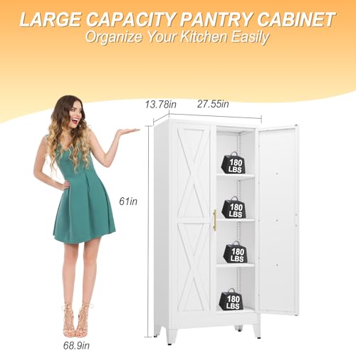 61" H Metal Kitchen Pantry Storage Cabinet