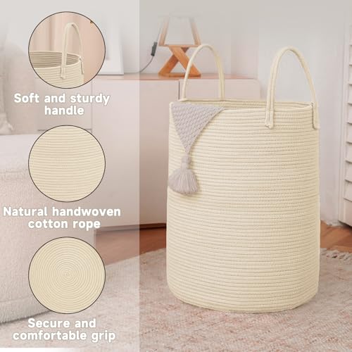 60L Cotton Rope Laundry Basket Hamper