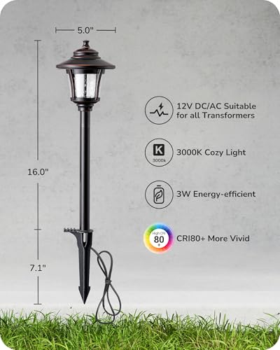Low Voltage Landscape Lighting 12V 3W 120LM with Connectors 4 Pack (4 Count)