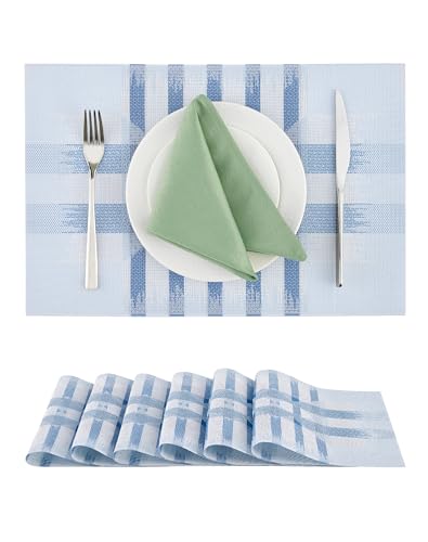 Geometric Print Blue Placemats Set of 6 (2.83 Count)
