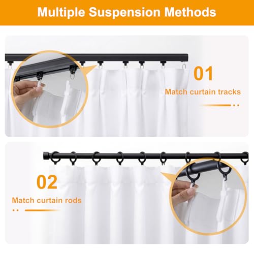 Room Divider Curtains Blackout Floor to Ceiling Curtain with Hook Wall Mount Sliding Door Curtains Ceiling Mount Extra Wide Curtain Wall Divider for Room Separation