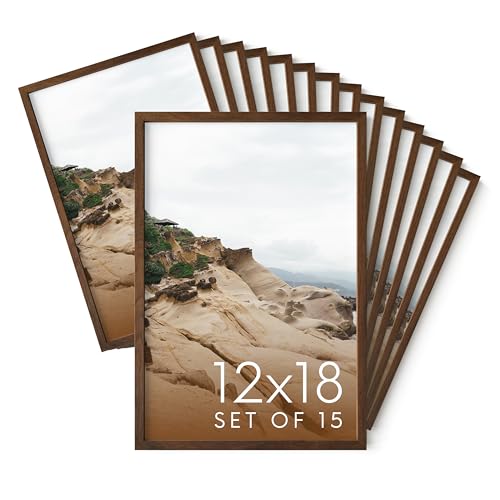 12x18 Walnut Oak Wood Picture Frames Set of 15 (15 Count)