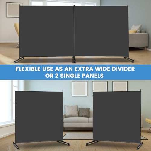 2 Large Panels Room Divider on Lockable Wheels (2 Count)