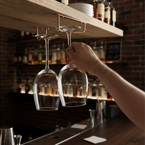10 Inch Wine Glass Rack Brass Finish Set of 2 (2 Count)