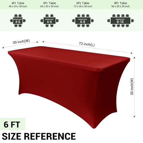 6ft Stretch Spandex Red Table Cover (2 Count)