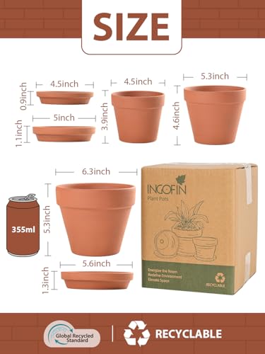 Terracotta Pots Set with Saucer (3 Count)