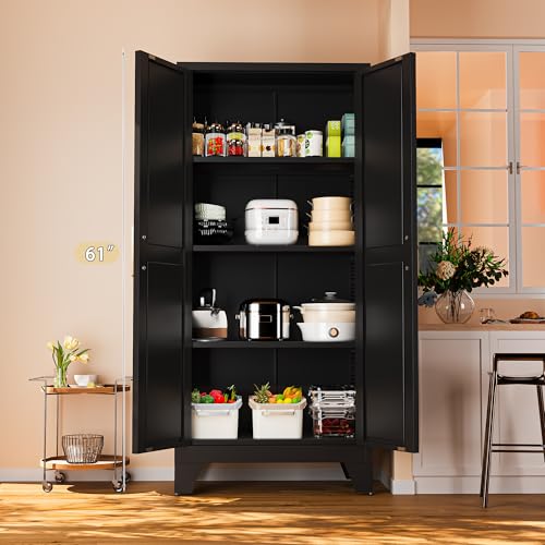61" Tall Farmhouse Metal Pantry Cabinet