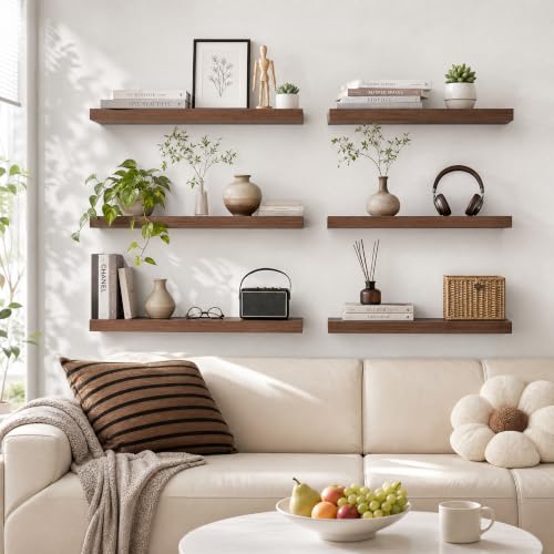 Floating Shelves 55.1" W x 9.3" D Walnut Set of 2 (2 Count)